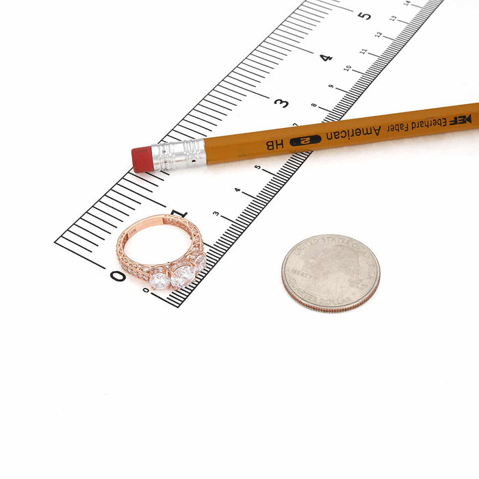 2.75CTW CZ Round 3-Stone 14K Rose Gold Engagement Ring