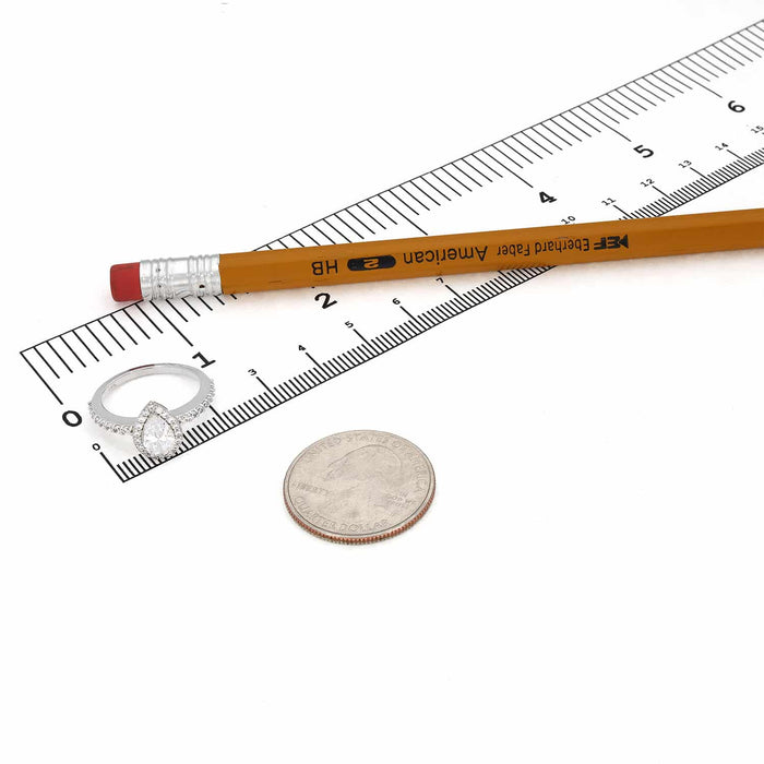 1.10CTW Pear Shaped Halo CZ 14K Gold White Engagement Ring