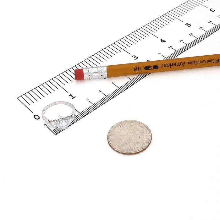 1.50CTW 3-Stone Round Heart CZ 14K Gold White Engagement Ring