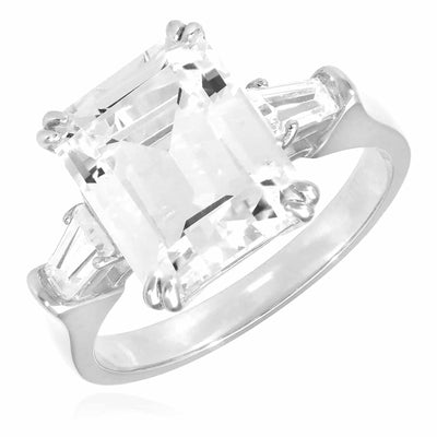 3.30CTW Radiant-Cut CZ 3-Stone 14K Gold White Engagement Ring