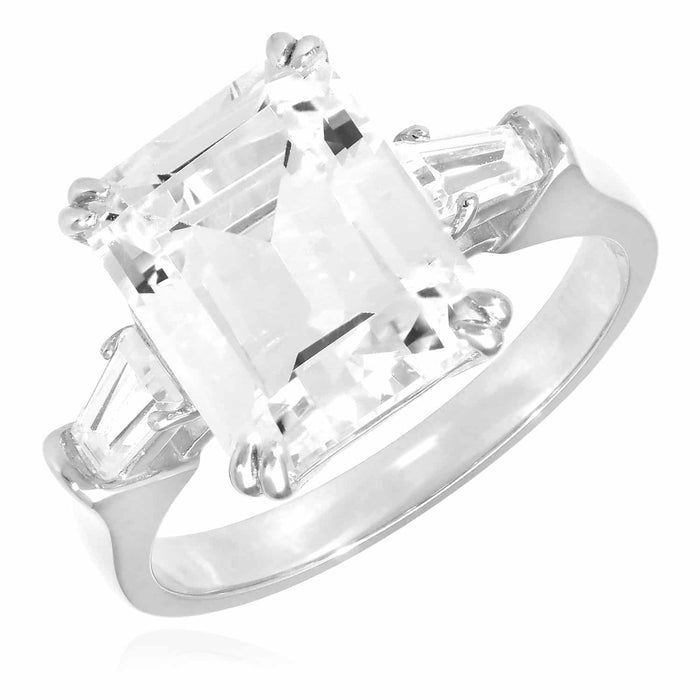 3.30CTW Radiant-Cut CZ 3-Stone 14K Gold White Engagement Ring