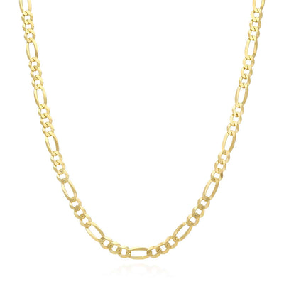 14K Yellow Gold Over Silver 4.5mm Figaro Chain (Solid Links) 16"-24"