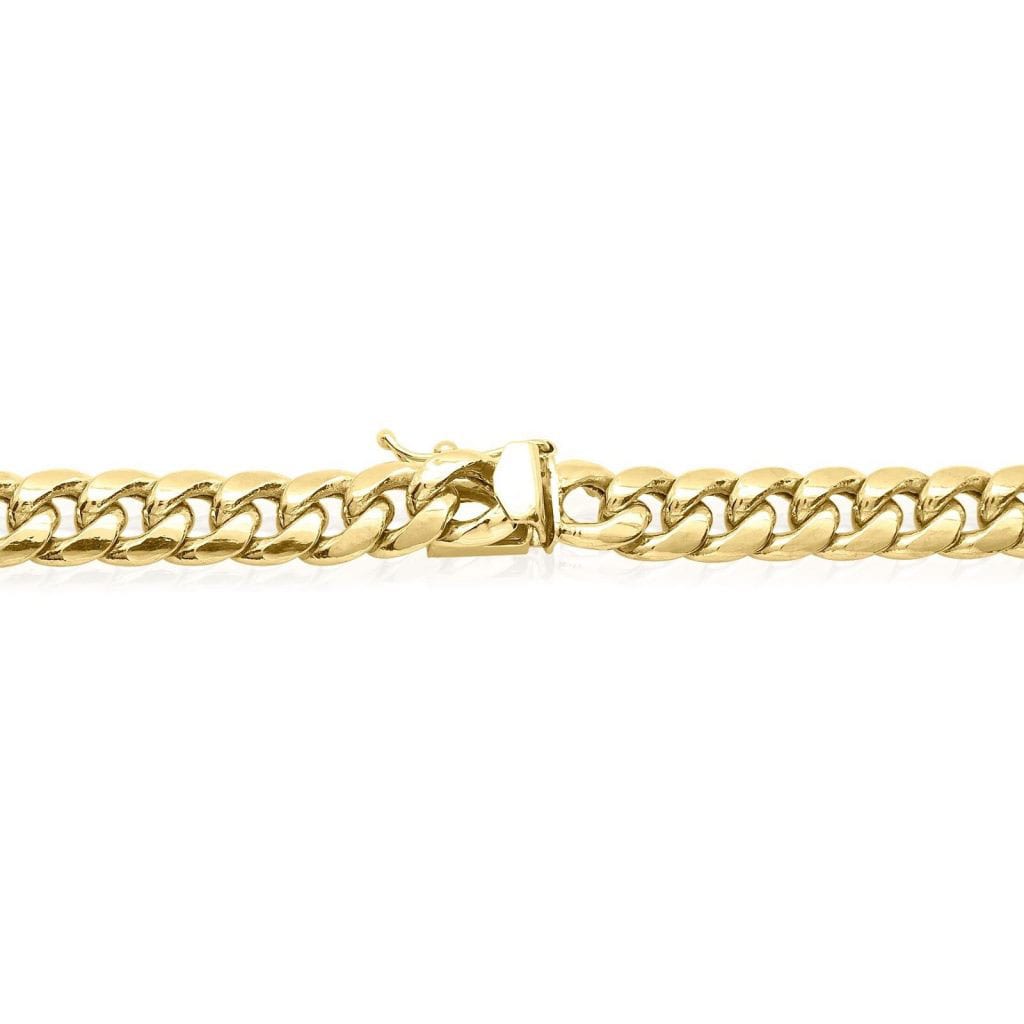 14K Yellow Gold Hollow 7.5mm Miami Cuban Chain Necklace 22"-32"