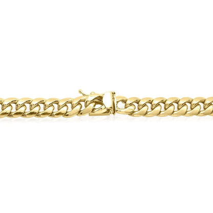 14K Yellow Gold Hollow 7.5mm Miami Cuban Chain Necklace 22"-32"