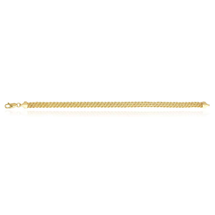14K Yellow Gold 5.6mm 3-Row Rope Bracelet (Hollow) 7.5"