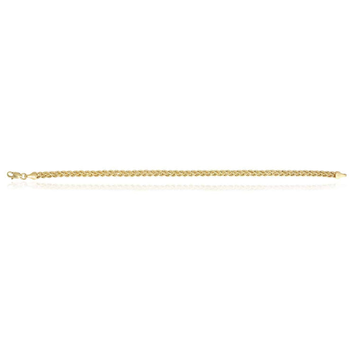 14K Yellow Gold 3.7mm Braided Bracelet (Hollow) 7.5"