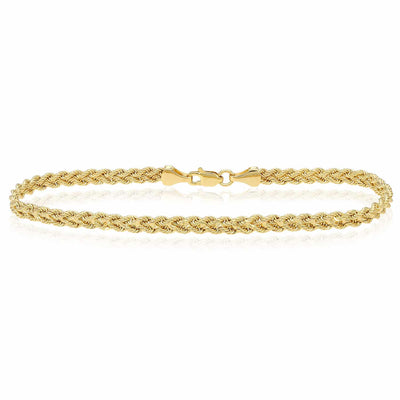 14K Yellow Gold 3.7mm Braided Bracelet (Hollow) 7.5"