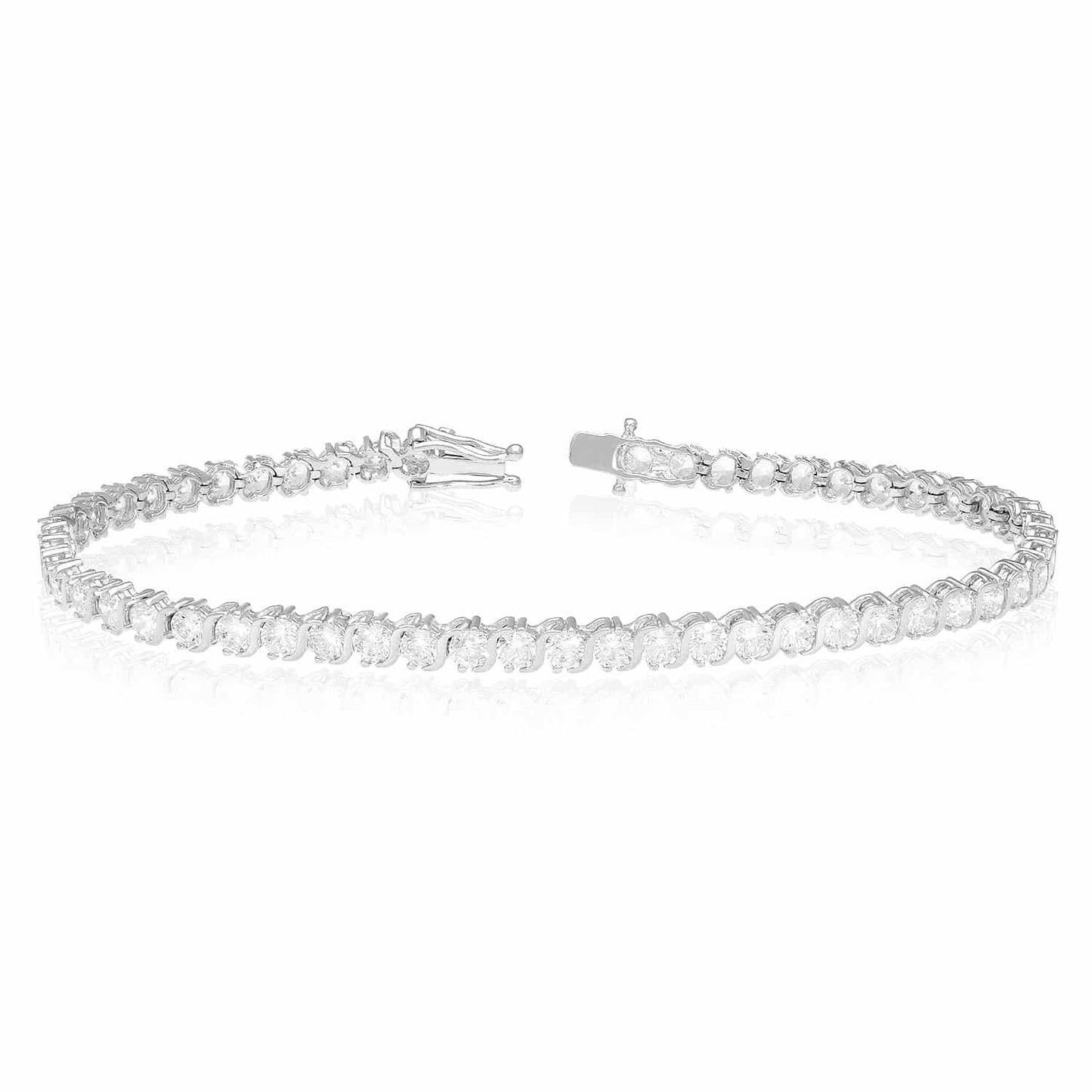 5.5CT Round CZ 14K Gold Yellow White S-Link Tennis Bracelet 7.5"
