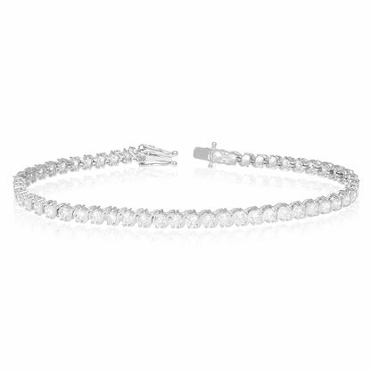 5.5CT Round CZ 14K Gold Yellow White S-Link Tennis Bracelet 7.5"