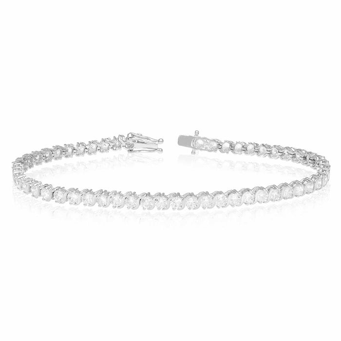 14K Yellow Gold 5.5CT CZ Round S-Link Tennis Bracelet 7.5"