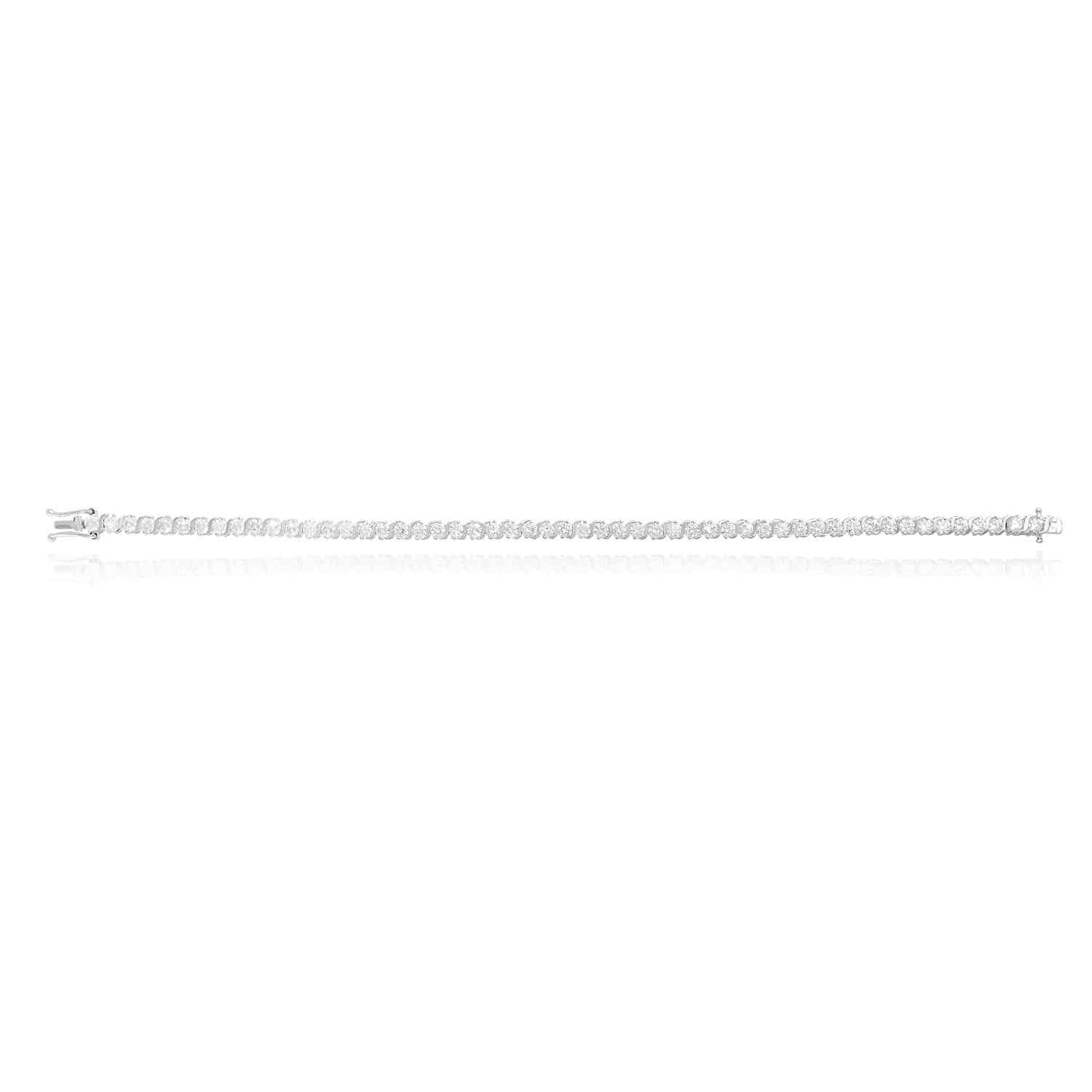 5.5CT Round CZ 14K Gold Yellow White S-Link Tennis Bracelet 7.5"