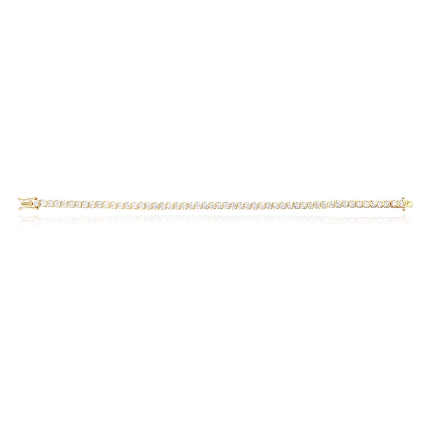 5.5CT Round CZ 14K Gold Yellow White S-Link Tennis Bracelet 7.5"
