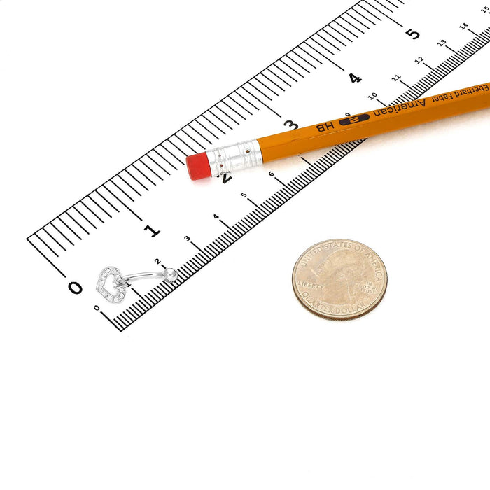 14K White Gold CZ Heart Horseshoe Belly Navel Ring