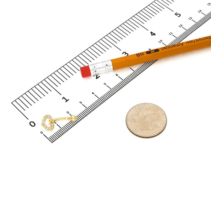 14K White Gold CZ Heart Horseshoe Belly Navel Ring