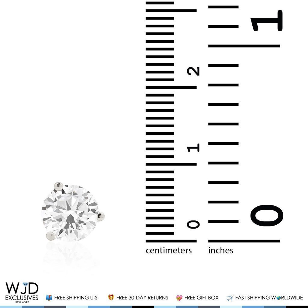 2.50Ct CZ Round 14K Solid White Gold Solitaire Stud Earrings 7mm