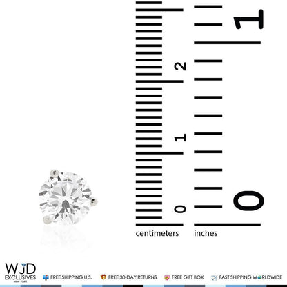 2.50Ct CZ Round 14K Solid White Gold Solitaire Stud Earrings 7mm
