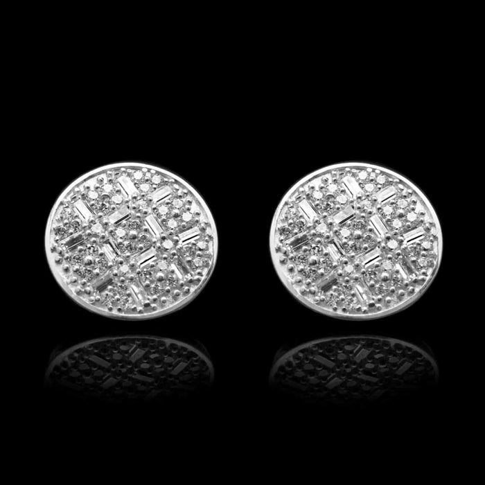1.5CTW CZ 14K Yellow White Gold Round Baguette Composite Earrings