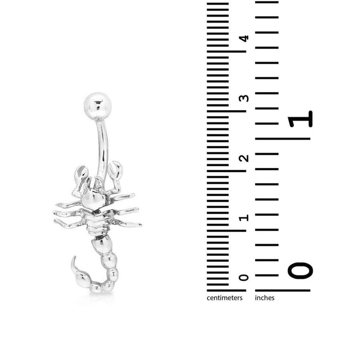 14K White Gold 14G Gauge Scorpion Charm Belly Button Navel Ring