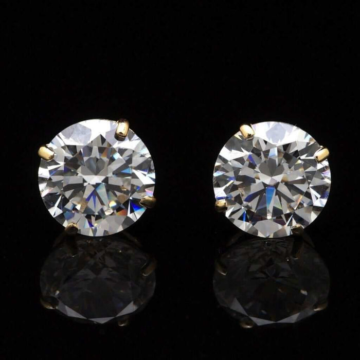 2.5Ct CZ 14K Yellow Gold Round-Cut Screw Back Stud Earrings 7mm