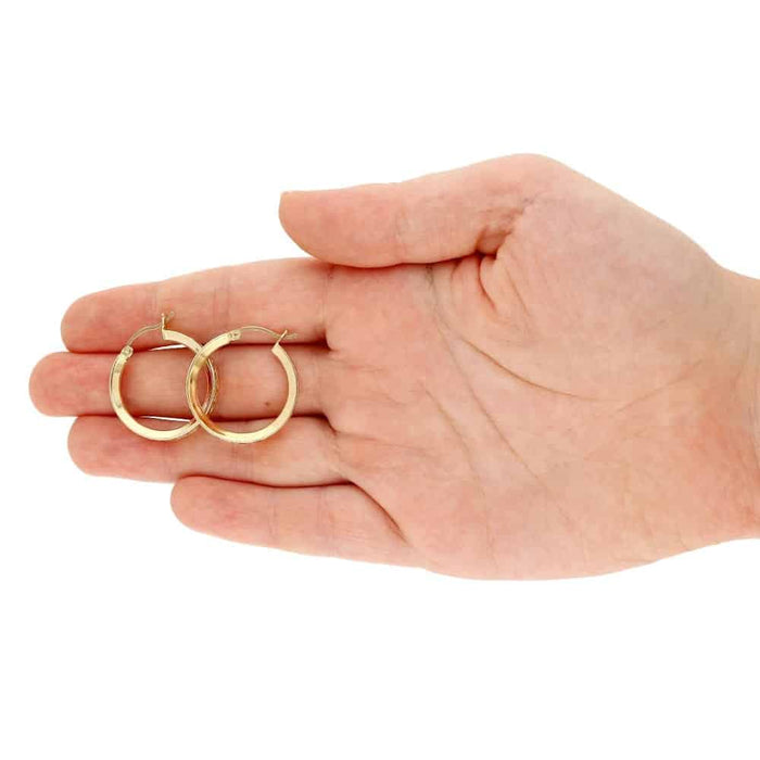 14K Yellow Gold Channel Set Princess-Cut CZ Hoop Earrings 12mm-60mm