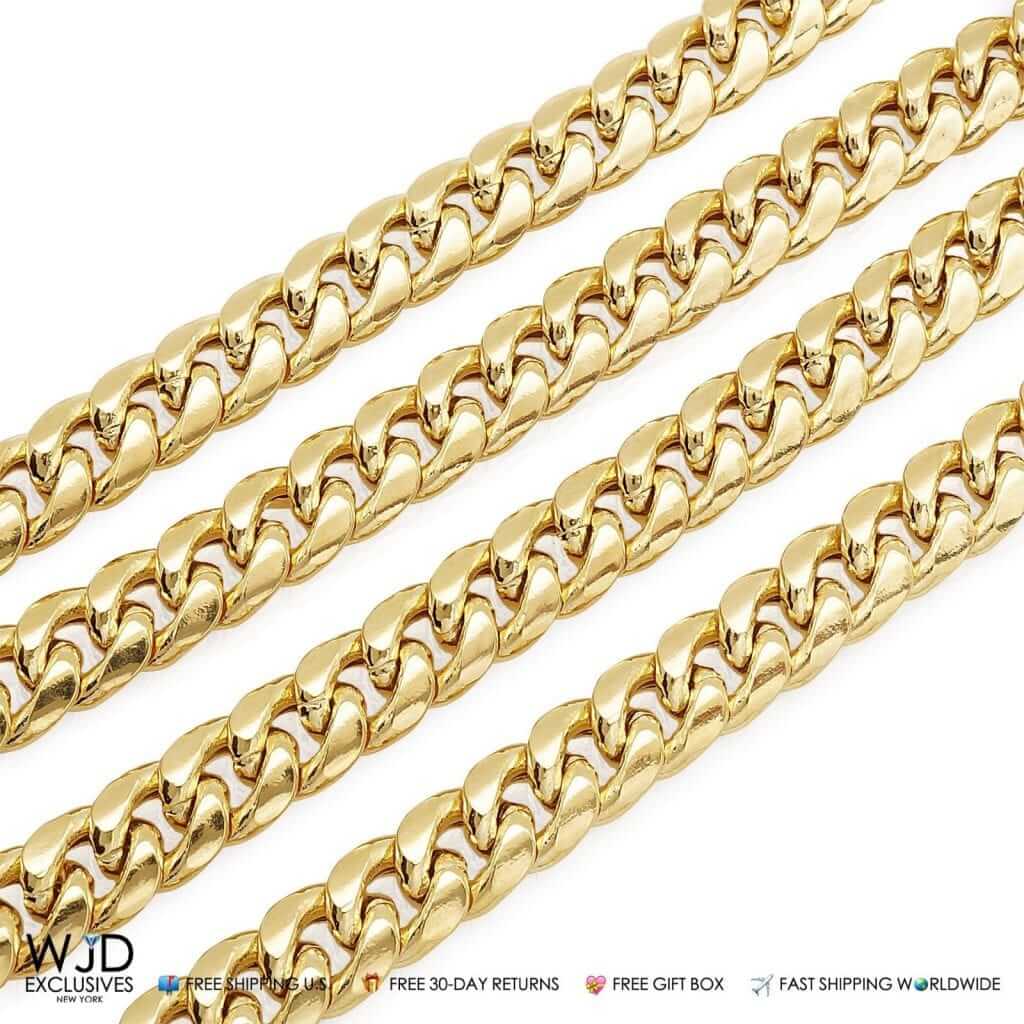 14k Yellow Gold Cuban Link Chain Necklace 18-30 Inch – Real 14KT Gold For Men
