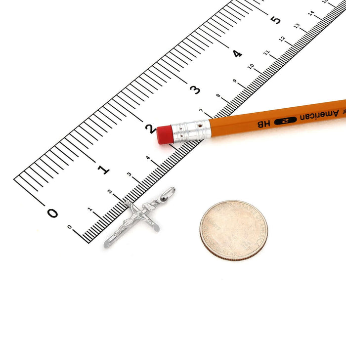 14K White Gold Crucifix Cross Religious Pendant INRI