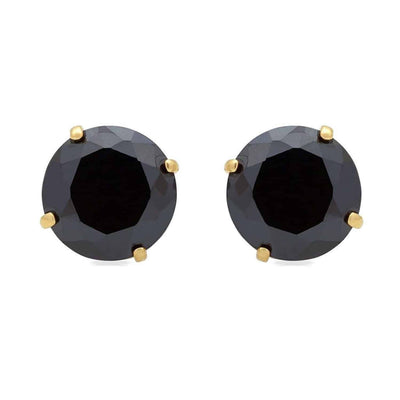 2Ct Simulated Black Diamond Round-Cut Stud Earrings 14K Yellow Gold Screw Back