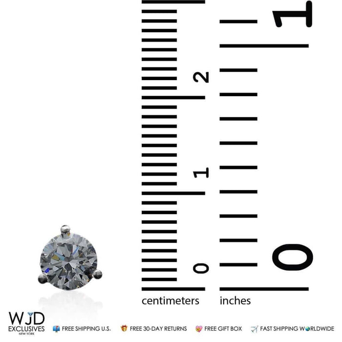 2Ct CZ 14K White Gold Martini Set 6mm Push Back Stud Earrings