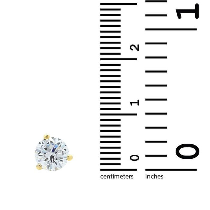 14K Yellow Gold 2Ct Round Solitaire Stud Earrings Martini 6mm