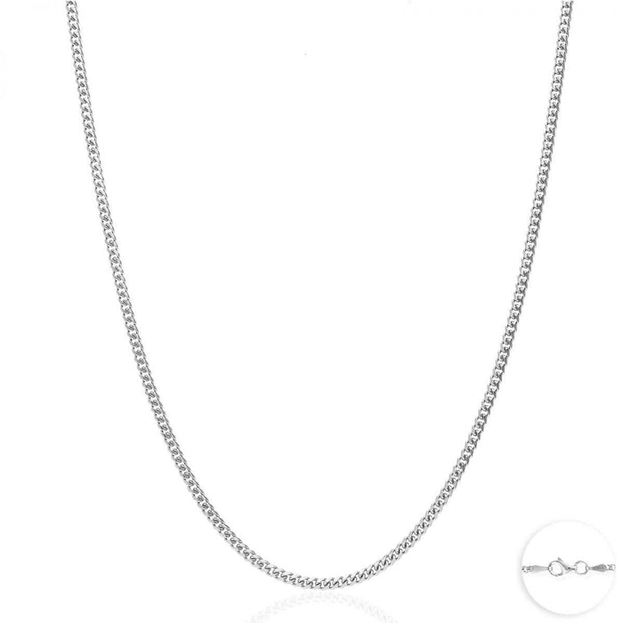 Sterling Silver 2mm-4.8mm Miami Cuban Chain (Solid Links) 16"-30"