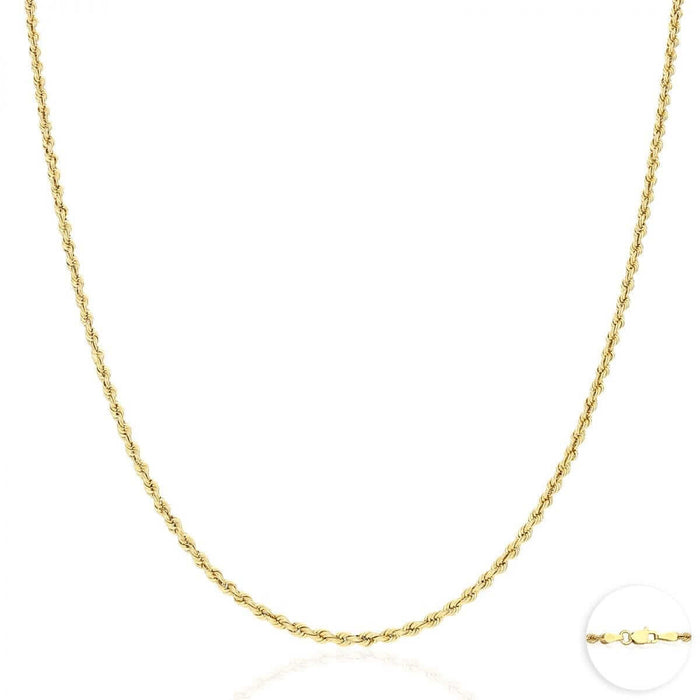 Real 10K Gold 1.8mm-9mm Rope Chain (Hollow) 16"-30"