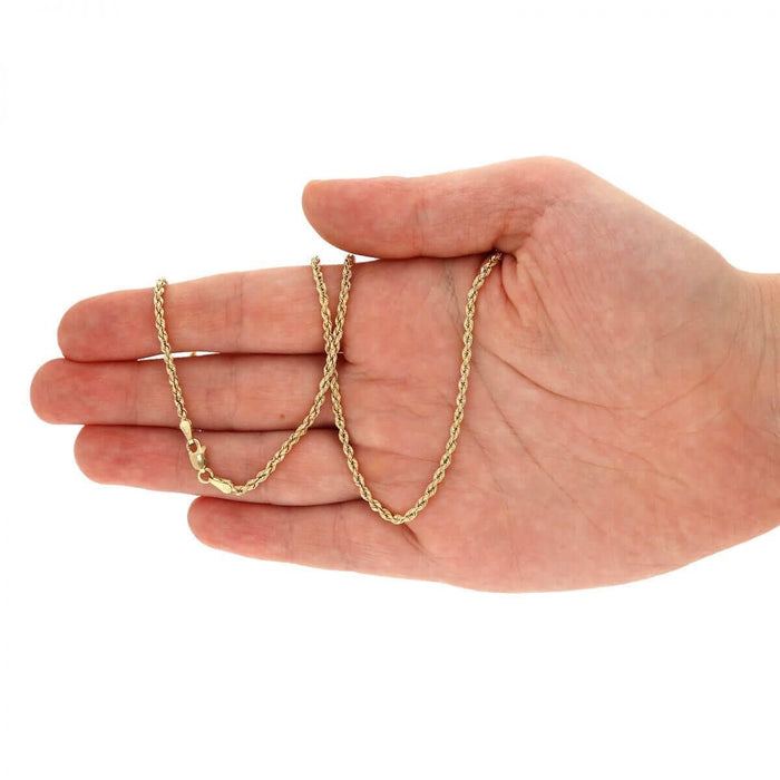 Real 10K Gold 1.8mm-9mm Rope Chain (Hollow) 16"-30"