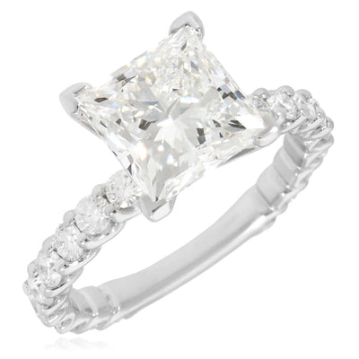 3.04TCW Lab-Grown Radiant-Cut Diamonds 14k White Gold Engagement Ring with sparkling accent diamonds