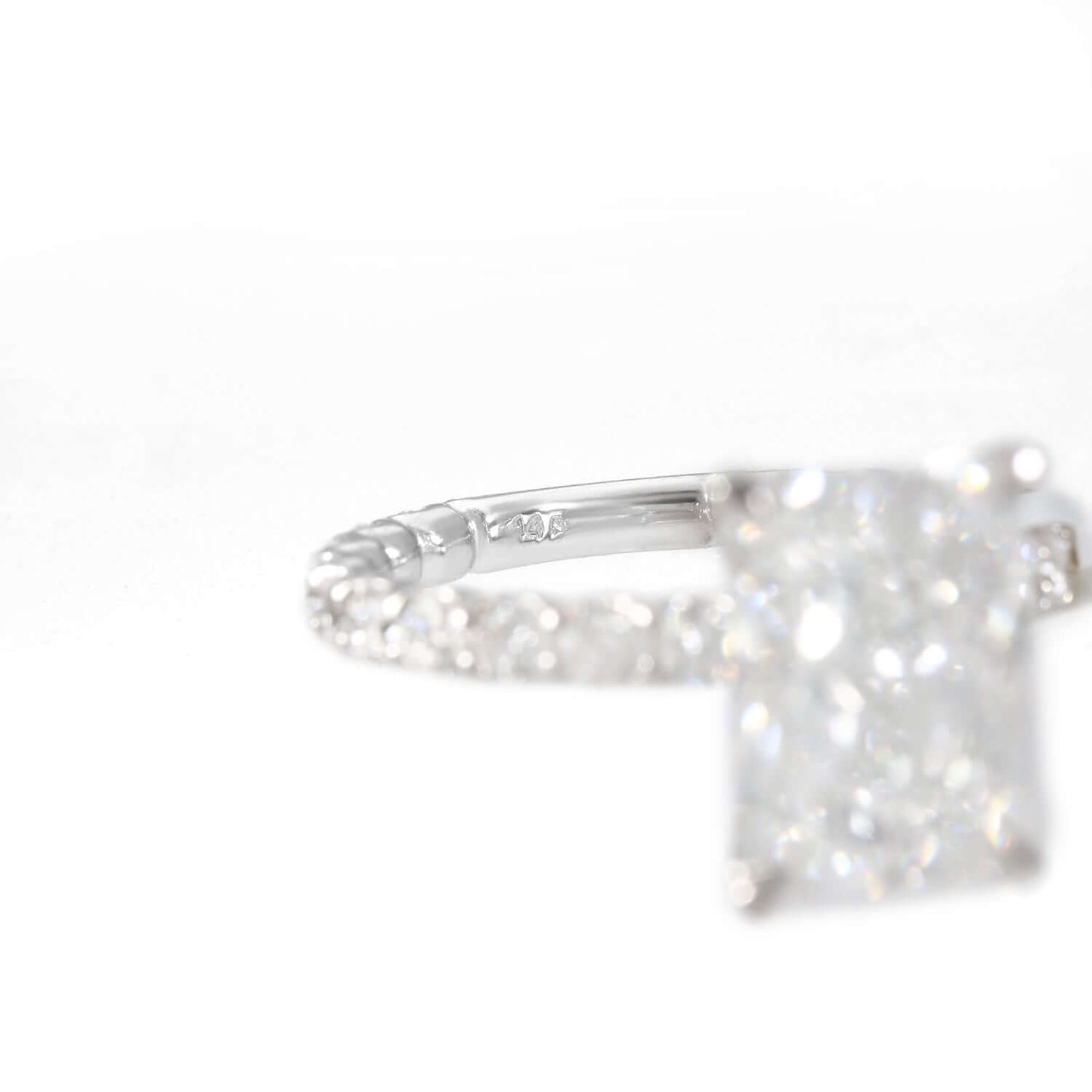 3.90TCW Lab-Grown Radiant-Cut Diamonds 14k White Gold Engagement Ring with sparkling accent diamonds.