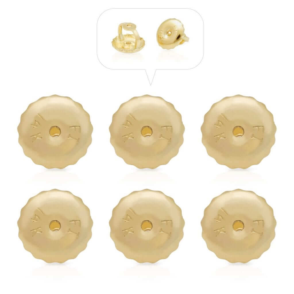 3 Pair Replacement Screw on Screw Off Earnuts Earrings Backs 14K Yellow Gold