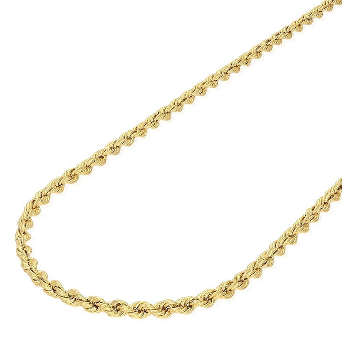 14k Yellow Gold 1.8mm-8mm Rope Chain (Hollow) 16"-30"