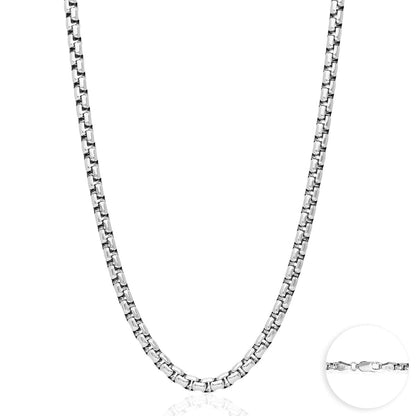 925 Sterling Silver Rhodium Italian Solid Round Box  Chain 0.85-3.7mm 16-30"