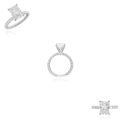 3.90TCW Lab-Grown Radiant-Cut Diamonds 14k White Gold Engagement Ring showcasing elegant design and sparkle.
