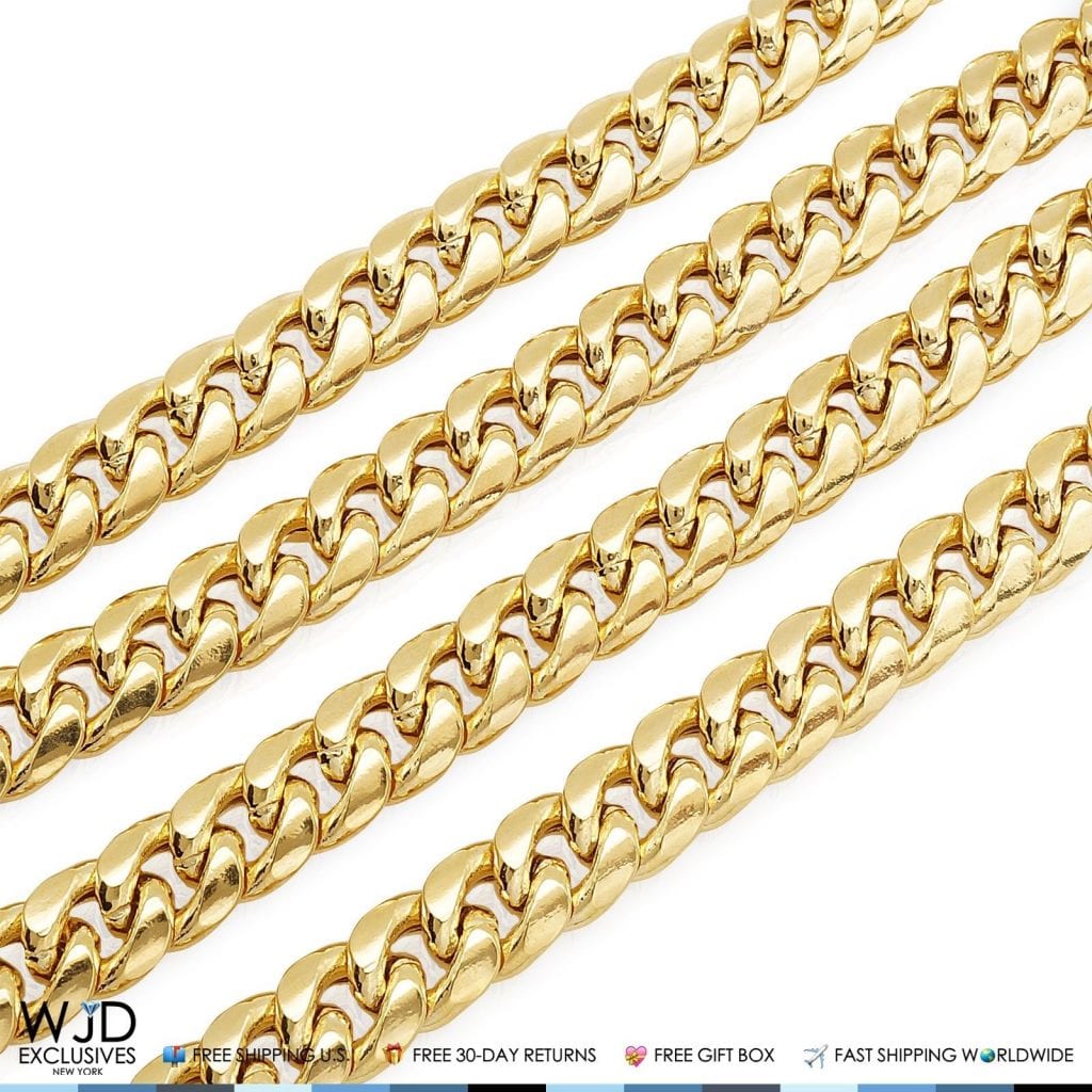 14K Yellow Gold Hollow 10mm Miami Cuban  Chain Necklace 30"
