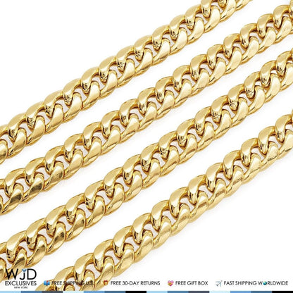 14K Yellow Gold Hollow 10mm Miami Cuban  Chain Necklace 30"