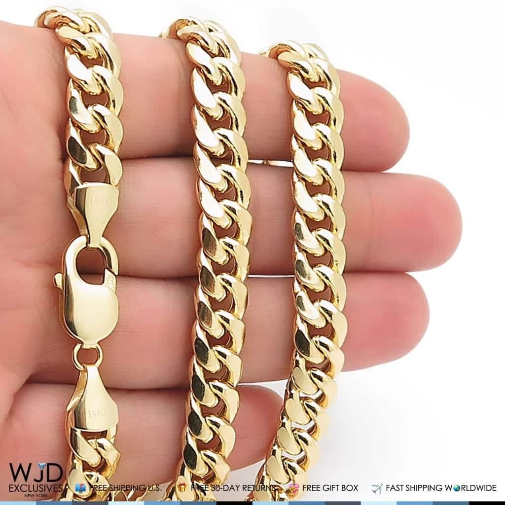 14K Yellow Gold Hollow 10mm Miami Cuban  Chain Necklace 30"