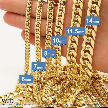 14K Yellow Gold Hollow 10mm Miami Cuban  Chain Necklace 30"
