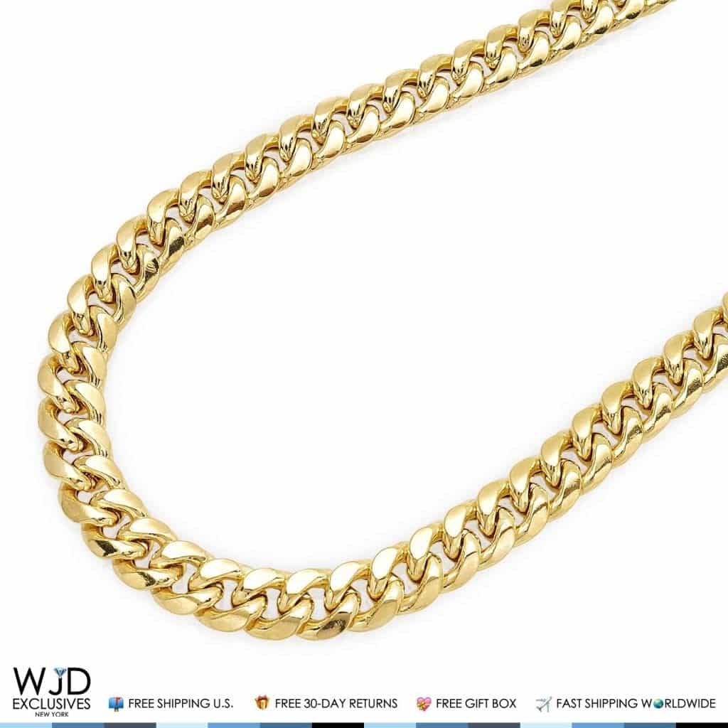 14K Yellow Gold Hollow 10mm Miami Cuban  Chain Necklace 30"