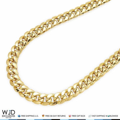 14K Yellow Gold Hollow 10mm Miami Cuban  Chain Necklace 30"