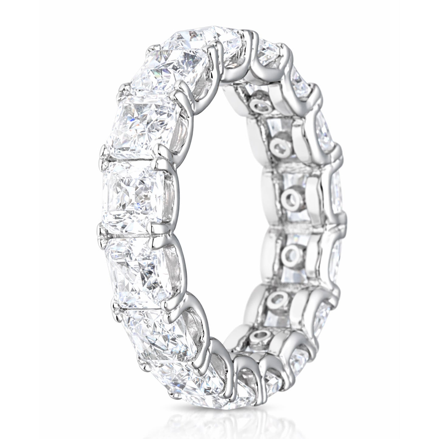 925 Sterling Silver Prong Asscher CZ Eternity Ring