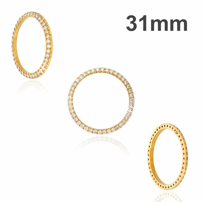 Natural Diamond 10K Yellow Gold Bezel Rolex Datejust Watch 26mm 31mm 34mm 36mm - WJD Exclusives