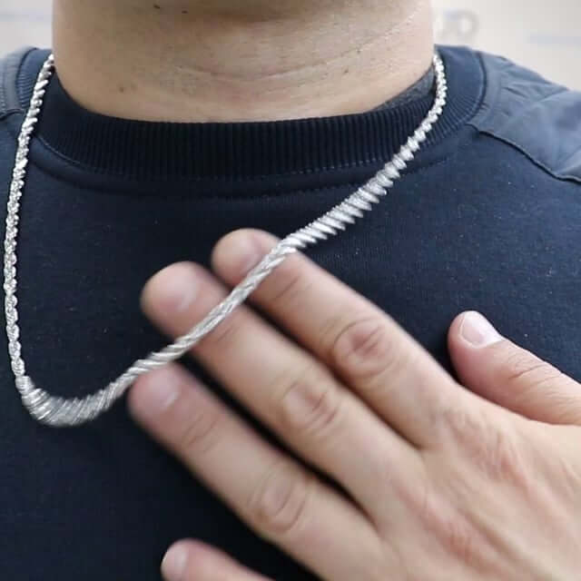 10K White Gold 4mm Diamond-Cut Rope Chain (Solid Links) 20"-24"