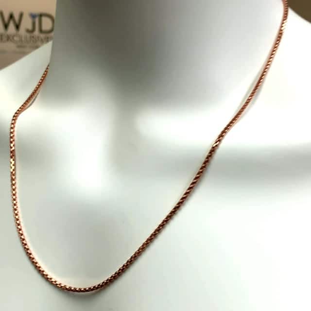 14K Rose Gold 2.4mm Round Box Chain (Solid Links) 16"-30"