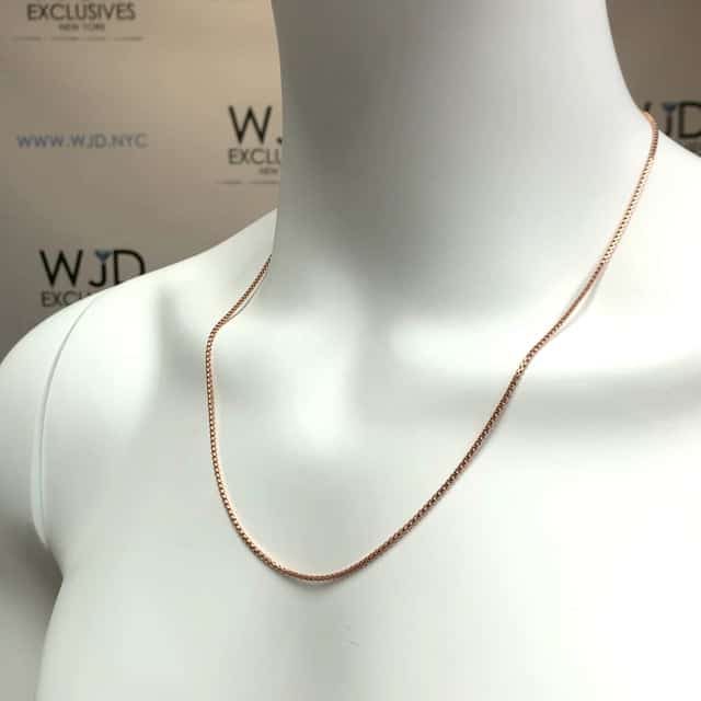 14K Rose Gold 1.8mm Round Box Chain (Solid Links) 16"-30"