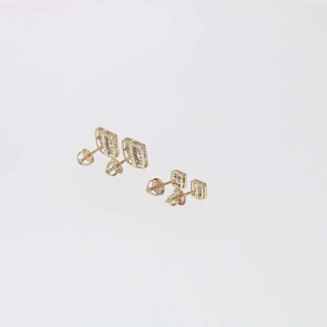 Natural Diamond 10K Yellow Gold Pave Stud Earrings